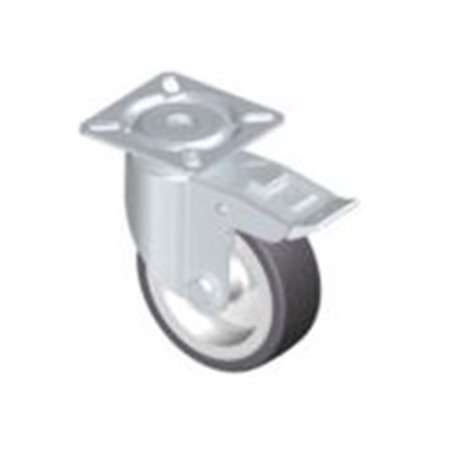 zwenkwiel met rem 75mm met plaatbevestiging