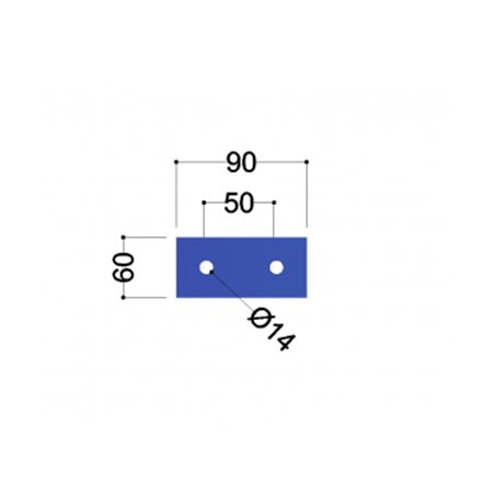 UNP100 kopplaat (90x60x10mm, 2x gat 14mm)