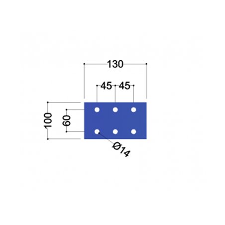 IPE140 kopplaat (130x100x10mm, 6x gat 14mm)