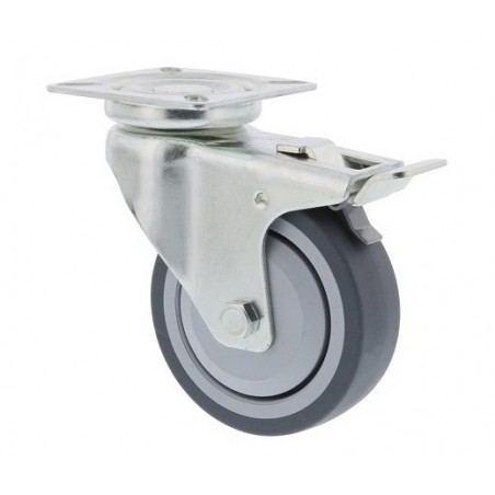 zwenkwiel met rem 50mm met plaatbevestiging