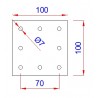 Vierkant aanlasplaat 100 x 100 x 4mm, 8x gat 7mm