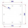 Vierkant aanlasplaat 200 x 200 x 8mm, 8x gat 11mm