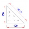 Driehoek aanlasplaat 100 x 100 x 4mm, 6x gat 7mm