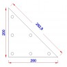 Driehoek aanlasplaat 200 x 200 x 8mm, 3x gat 11mm