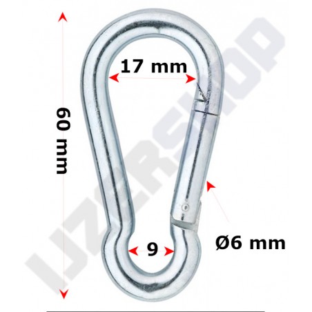 verzinkte karabijnhaak 60 x 6 mm