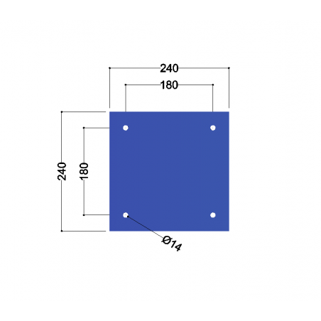 Voetplaat Universeel 240x240x10mm - 4x gat 14mm