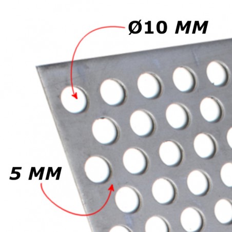 geperforeerd staal 1000x500x1,5  Rond 10mm