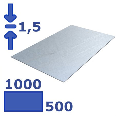 plaat verzinkt 500 x 1000 x 1.5mm