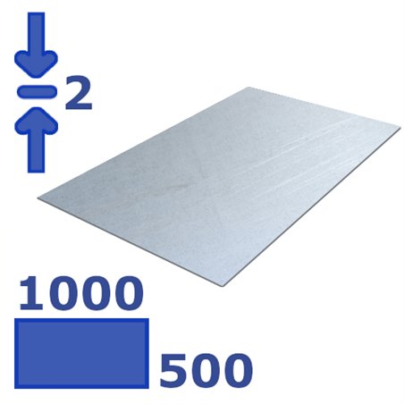 plaat verzinkt 500 x 1000 x 2.0mm