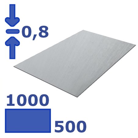 plaat zincor 500 x 1000 x 0.8mm