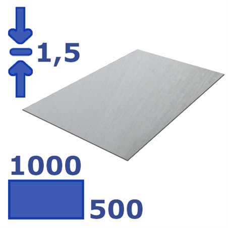 plaat zincor 500 x 1000 x 1.5mm