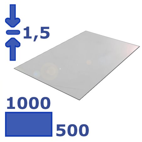 plaat rvs 1000 x 500 x 1.5mm