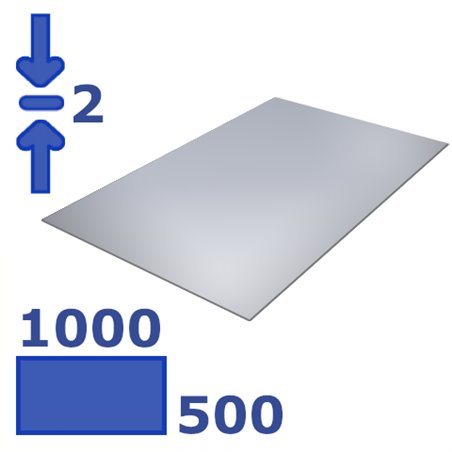 plaat aluminium 1000 x 500 x 2,0mm