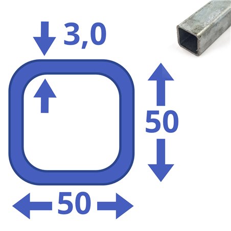 Verzinkte stalen  koker 50x50x3mm