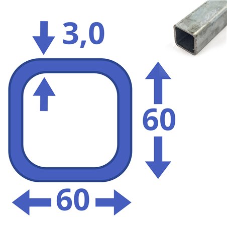 Verzinkte stalen  koker 60x60x3mm