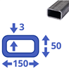 stalen koker 150x50x3mm