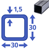 blanke vierkante koker 30x30x1,5mm
