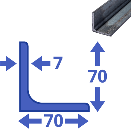 stalen L-profiel wgw 70x70x7mm