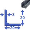 stalen L-profiel wgw 20x20x3mm