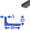 stalen L-profiel 40 x 20 x 3mm