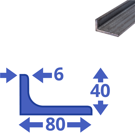 stalen L-profiel 80 x 40 x 6mm