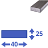 stalen plat 40 x 25mm, lengte 1000mm