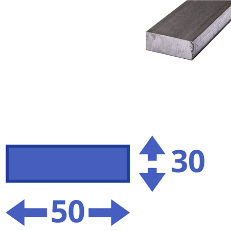 stalen plat 50 x 30mm, lengte 1000mm