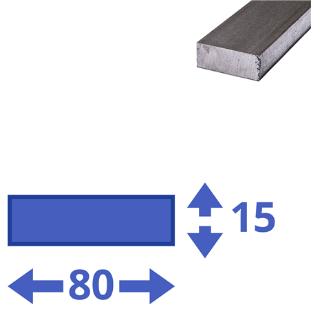 stalen plat 80 x 15mm, lengte 1000mm