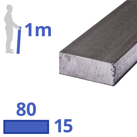 stalen plat 80 x 15mm, lengte 1000mm