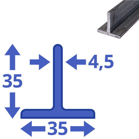 stalen T-profiel 35 x 35 x 4,5mm