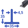 stalen T-profiel 35 x 35 x 4,5mm