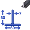 stalen T-profiel 60 x 60 x 7mm