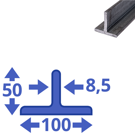 stalen T-profiel 100 x 50 x 8,5mm