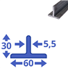 stalen T-profiel 60 x 30 x 5,5mm