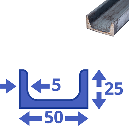 stalen UNP 25x50x25x5mm
