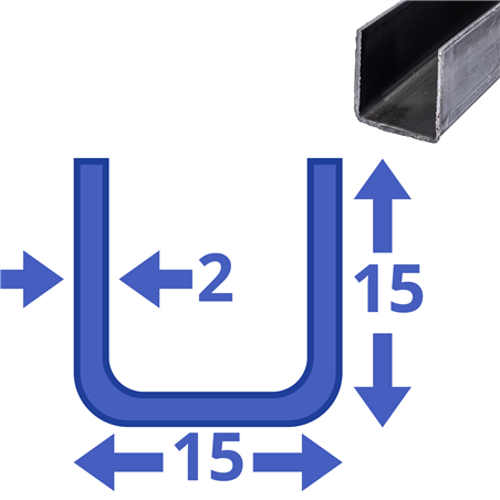 stalen U-profiel 15x15x15x2mm