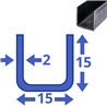 stalen U-profiel 15x15x15x2mm