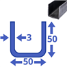 stalen U-profiel 50x50x50x3mm
