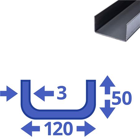 stalen ongelijk U-profiel 50 x 120 x 50 x 3mm
