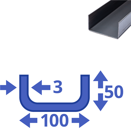 stalen ongelijk U-profiel 50 x 100 x 50 x 3mm