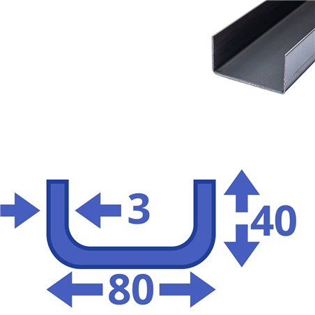 stalen ongelijk U-profiel 40 x 80 x 40 x 3mm