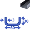 stalen ongelijk U-profiel 30 x 60 x 30 x 3mm