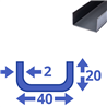 stalen ongelijk U-profiel 20 x 40 x 20 x 2mm