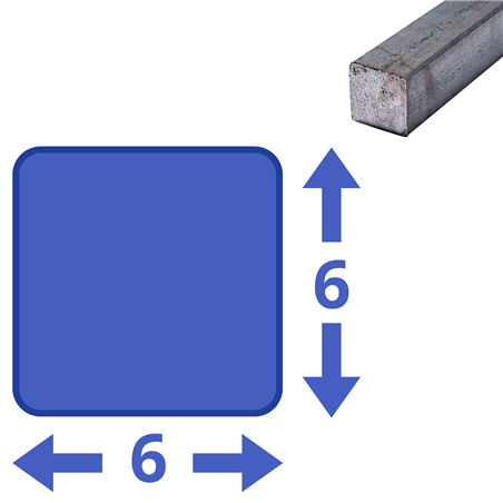 stalen massief vierkant 6x6mm