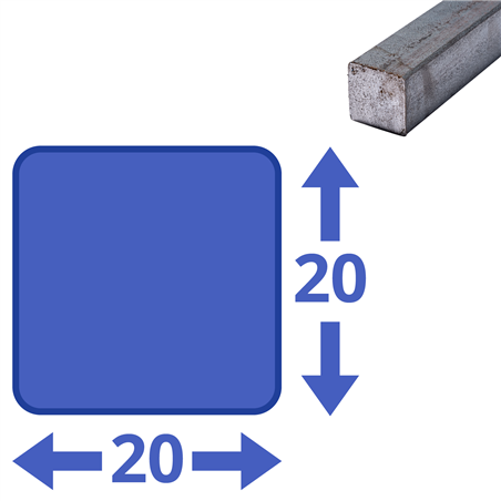 stalen massief vierkant 20x20mm