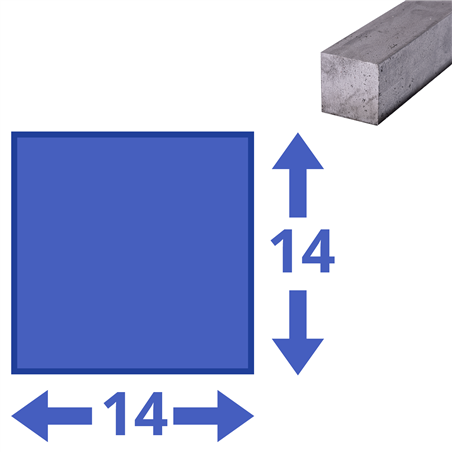 stalen blank vierkant 14 x 14mm, lengte 1000mm