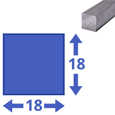 stalen blank vierkant 18 x 18mm, lengte 1000mm