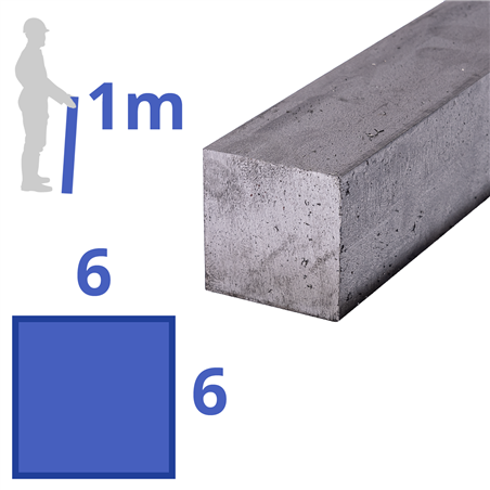 stalen blank vierkant 6 x 6mm, lengte 1000mm