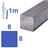 stalen blank vierkant 8 x 8mm, lengte 1000mm