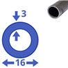 Stalen buis 16x3mm, 1000mm
